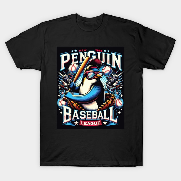 Penguin Baseball Tribute - Penguin Baseball League - Baseball Gift T-Shirt by TributeDesigns